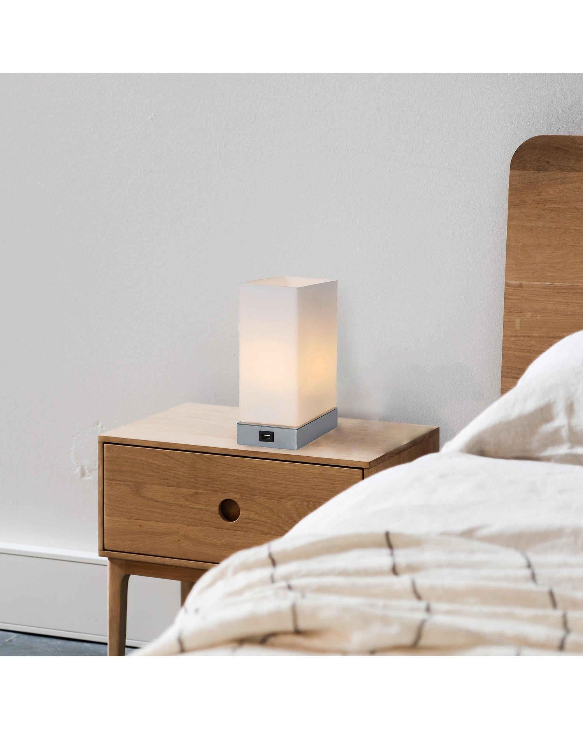 Lexi Lighting Table Lamp Jessica Rectangle Touch Lamp with USB Port