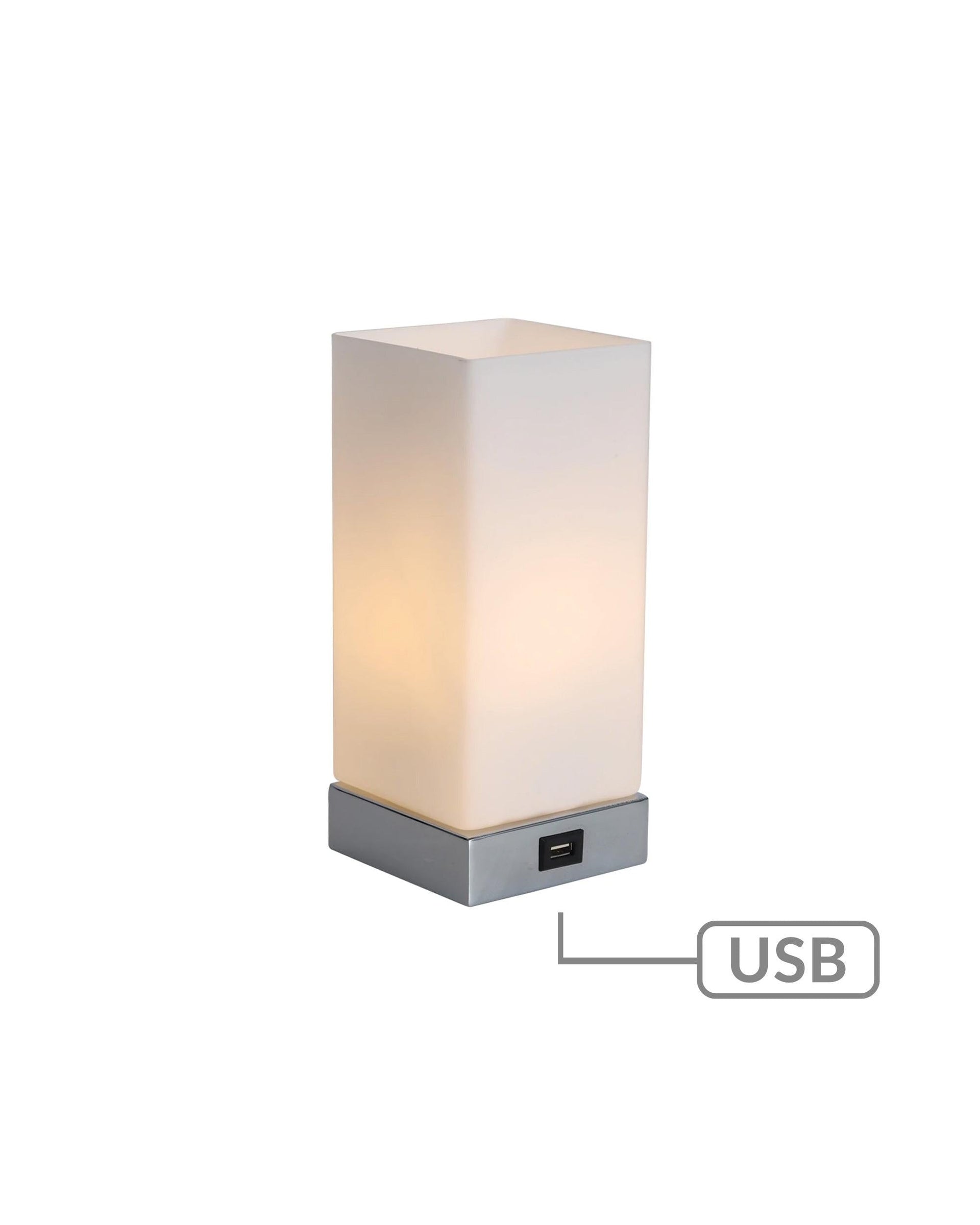 Lexi Lighting Table Lamp Jessica Rectangle Touch Lamp with USB Port