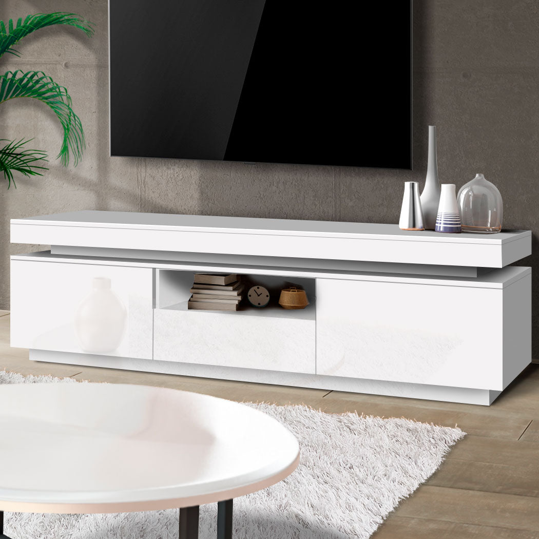 TV Cabinet Entertainment Unit Stand RGB LED Furniture Wooden Shelf 180cm Levede