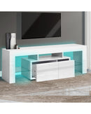 TV Cabinet Entertainment Unit Stand RGB LED Furniture Wooden Shelf 160cm Levede