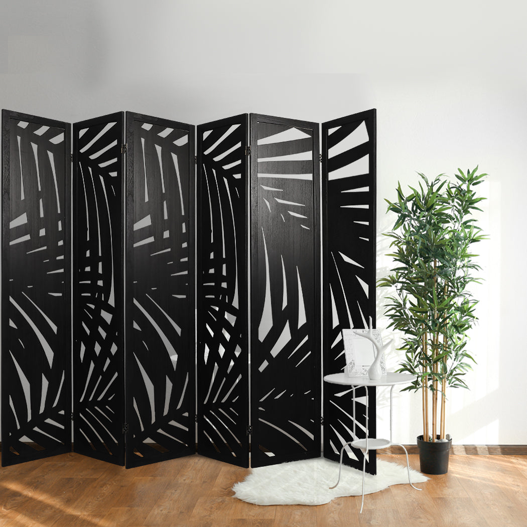 6 Panel Room Divider Folding Screen Partition Multi Sizes Wood Blcak Big Bedding Australia