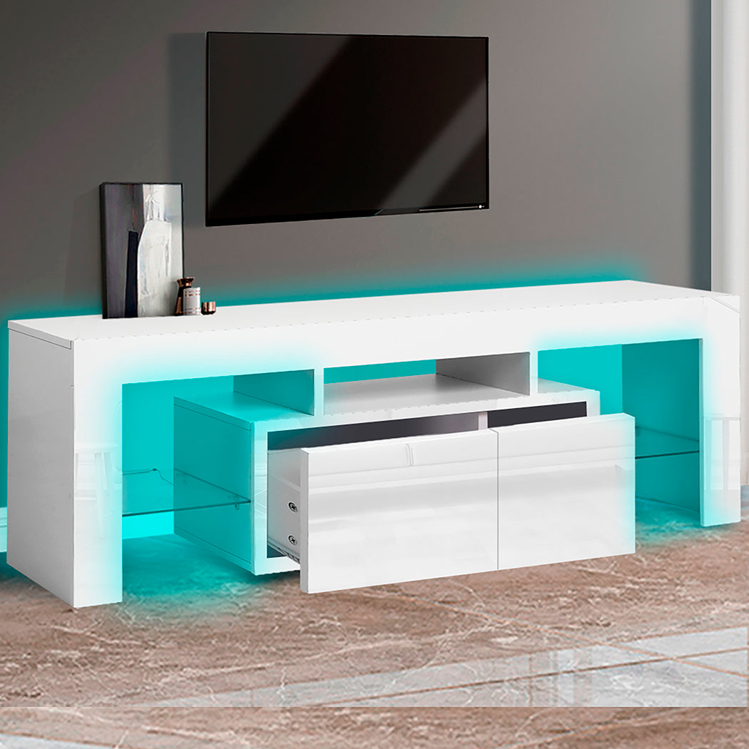 TV Cabinet Entertainment Unit Stand RGB LED Furniture Wooden Shelf 190cm Levede