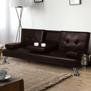 Adjustable Sofa Bed Lounge Futon Couch Leather Beds 3 Seater Cup Holder Recliner Brown Big Bedding Australia
