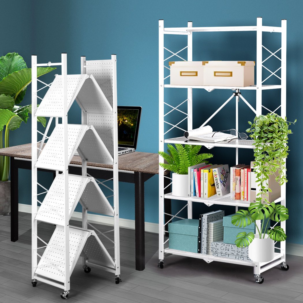 Foldable Storage Shelf Display Rack Bookshelf Bookcase Shelving Metal Organiser Big Bedding Australia