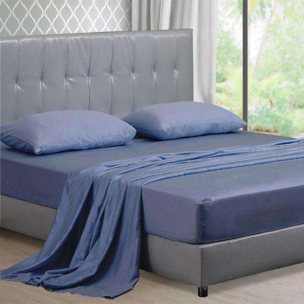 4 PCS NATURAL BAMBOO COTTON BED SHEET SET - BLUISH GREY Dreamz