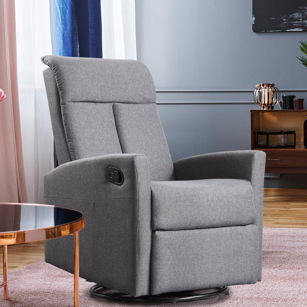 Recliner Chair Chairs Armchair Sofa Lounge Couch Padded Grey Fabric Levede