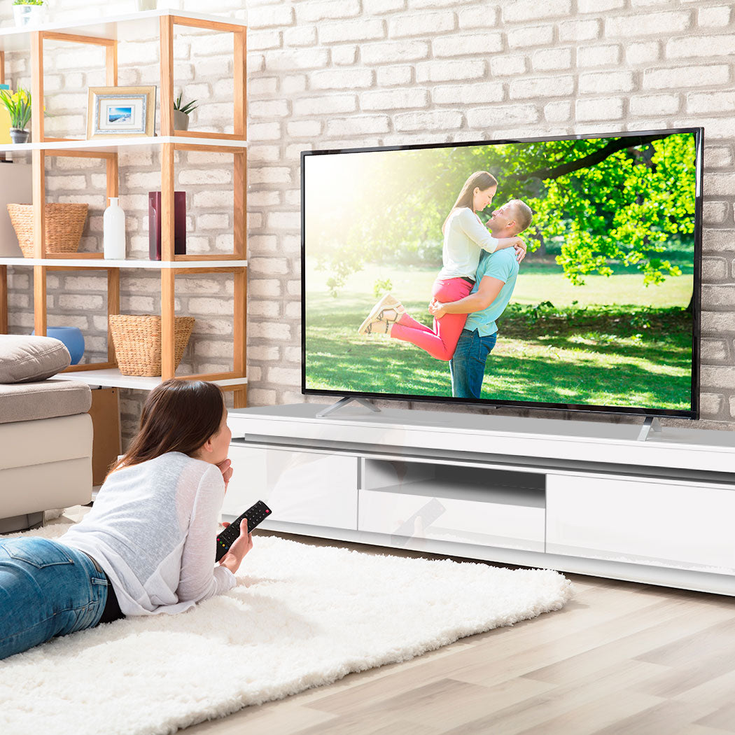 TV Cabinet Entertainment Unit Stand RGB LED Furniture Wooden Shelf 180cm Levede