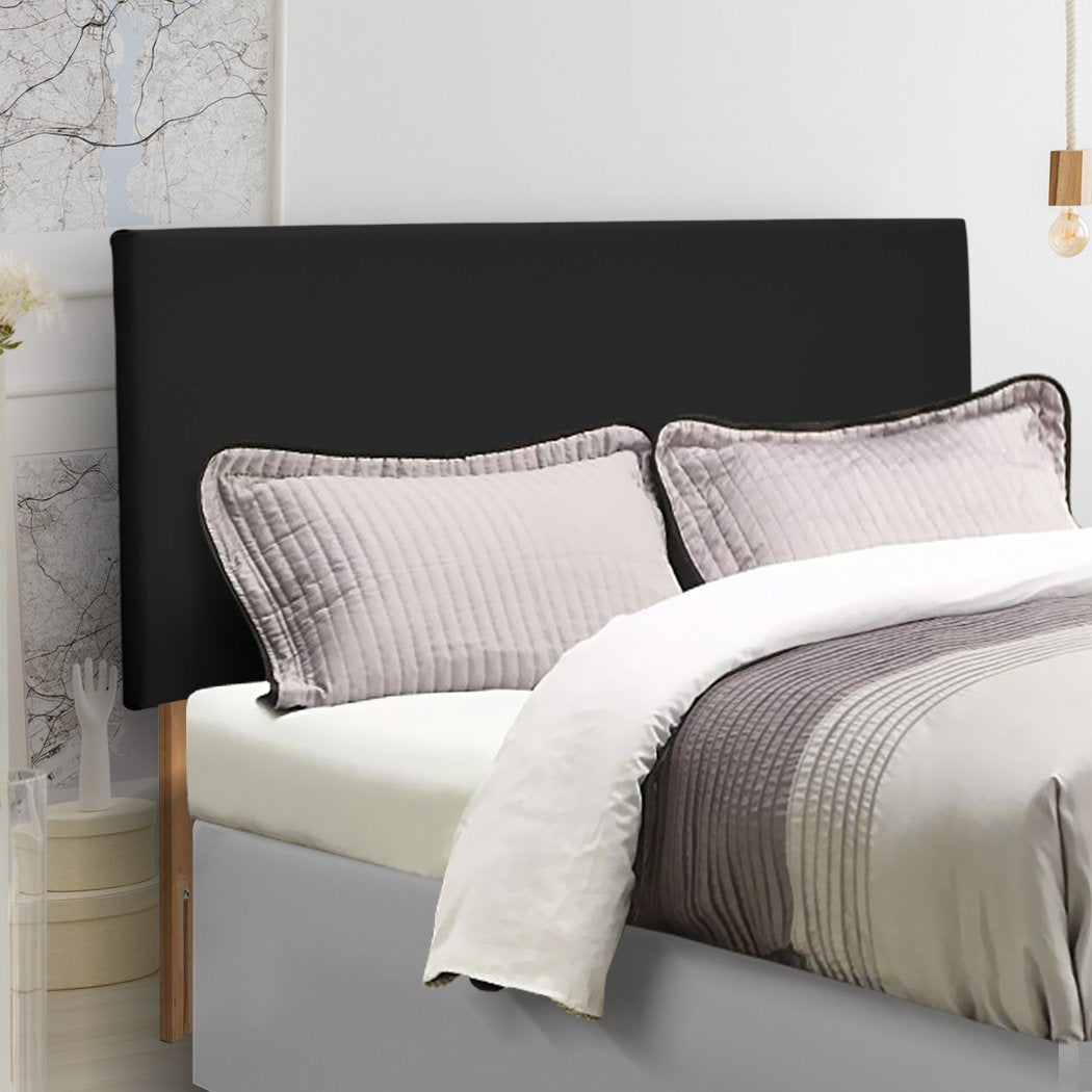 PU Leather Bed Headboard with Wooden Legs in Queen Size in Black Colour Levede