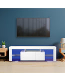 TV Cabinet Entertainment Unit Stand RGB LED Furniture Wooden Shelf 160cm Levede