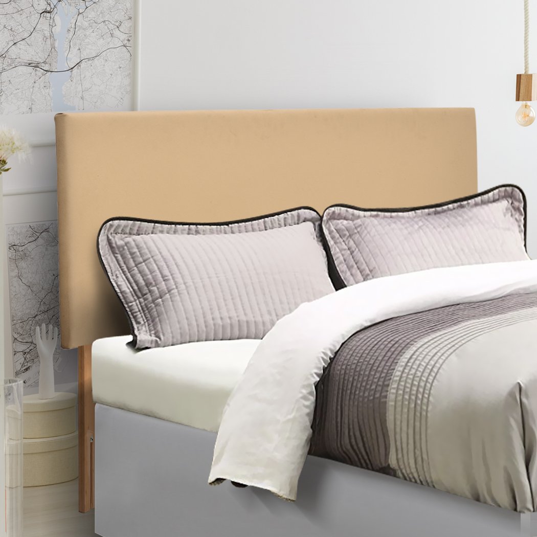 PU Leather Bed Headboard with Wooden Legs in Single Size in Cream Colour Levede