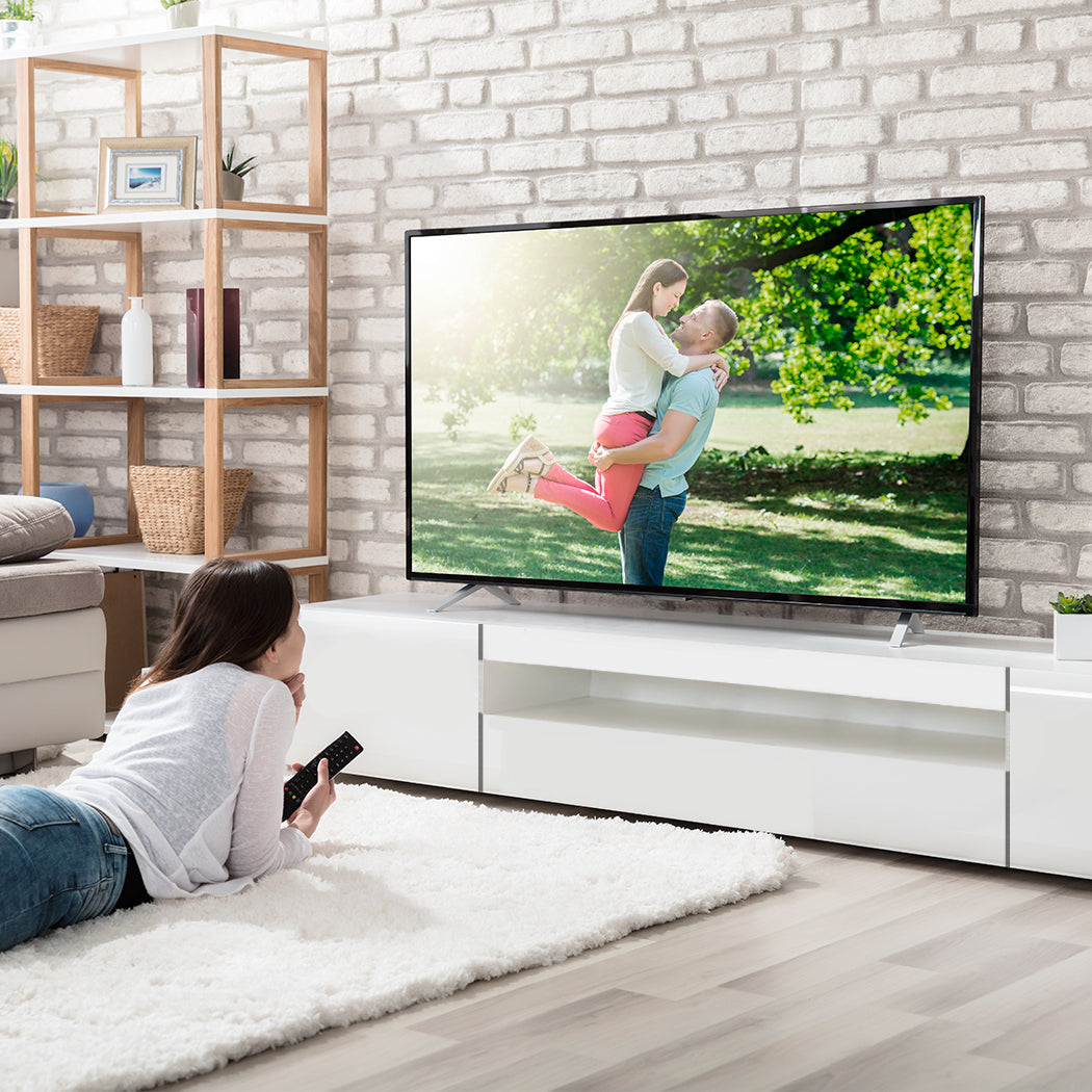 TV Cabinet Entertainment Unit Stand RGB LED Furniture Wooden Shelf 200cm Levede