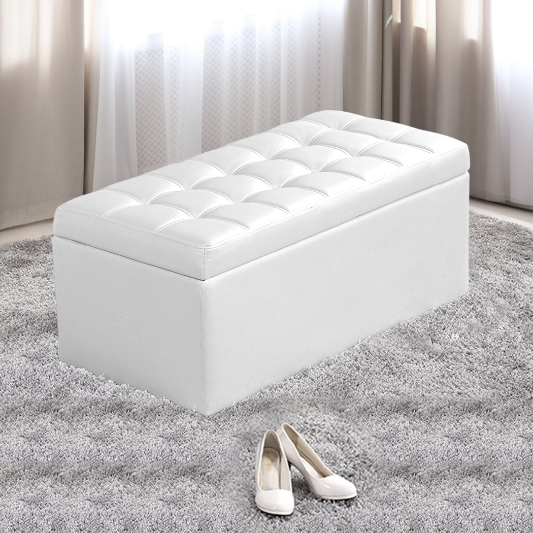 Blanket Box Storage Ottoman PU Leather Fabric Chest Toy Clothes Foot Stool Bed Big Bedding Australia