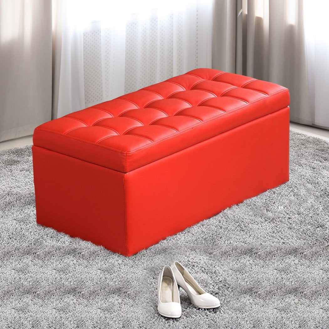 Blanket Box Storage Ottoman PU Leather Fabric Chest Toy Clothes Foot Stool Bed Big Bedding Australia