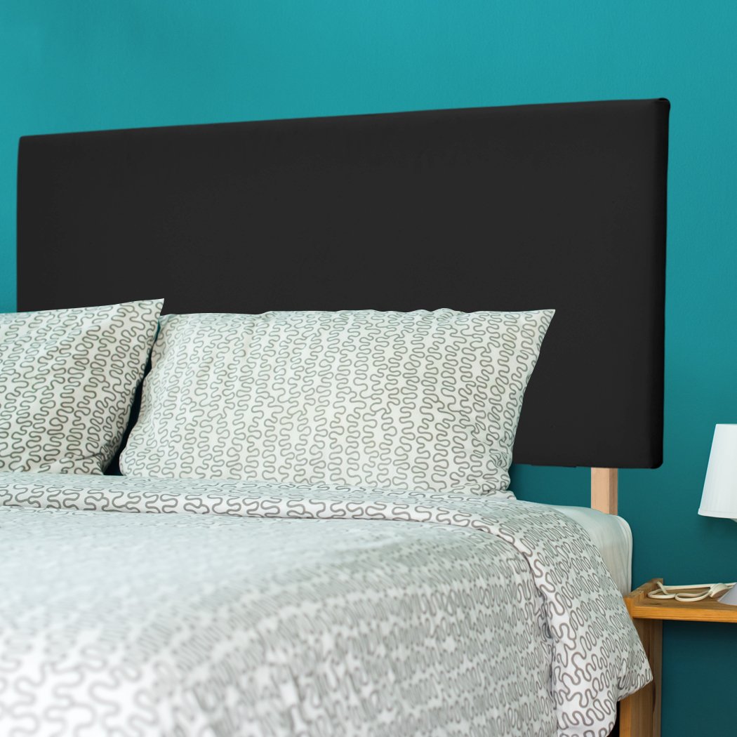 PU Leather Bed Headboard with Wooden Legs in Single Size in Black Colour Levede