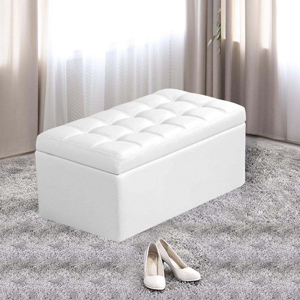 Blanket Box Storage Ottoman PU Leather Fabric Chest Toy Clothes Foot Stool Bed Big Bedding Australia