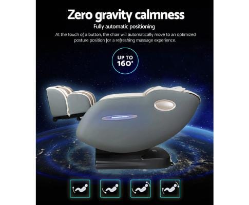 Livemor Massage Chair Electric Massage Chair Recliner SL Track Shiatsu Heat Back Massager - Blue Grey Beige