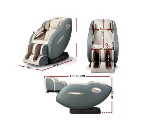 Livemor Massage Chair Electric Massage Chair Recliner SL Track Shiatsu Heat Back Massager - Blue Grey Beige