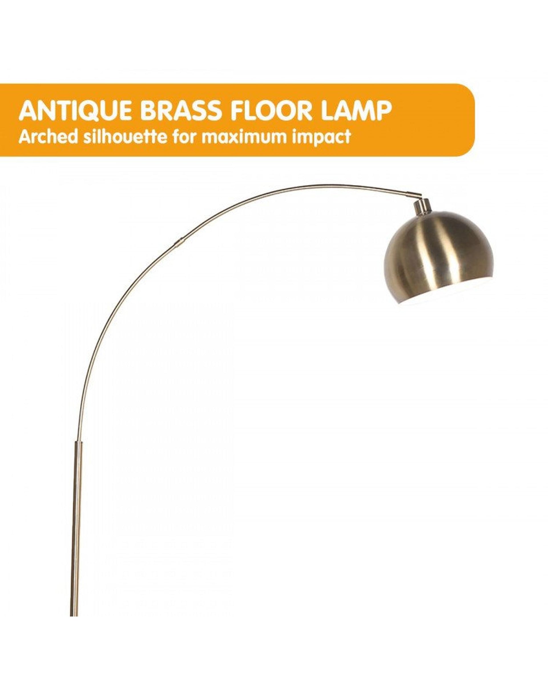 SARANTINO METAL ARC FLOOR LAMP ANTIQUE BRASS WITH MARBLE BASE Sarantino