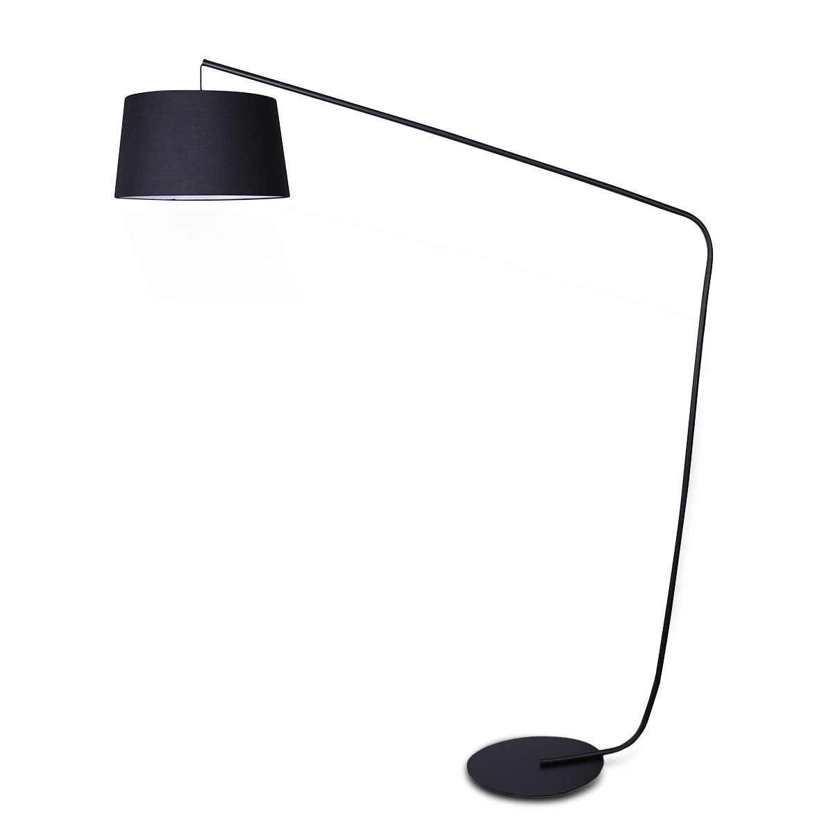 METAL ARC FLOOR LAMP IN BLACK FINISH WIH LINEN TAPER SHADE Big Bedding Australia