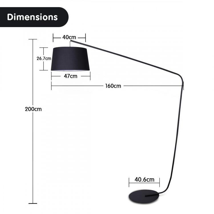 METAL ARC FLOOR LAMP IN BLACK FINISH WIH LINEN TAPER SHADE Big Bedding Australia