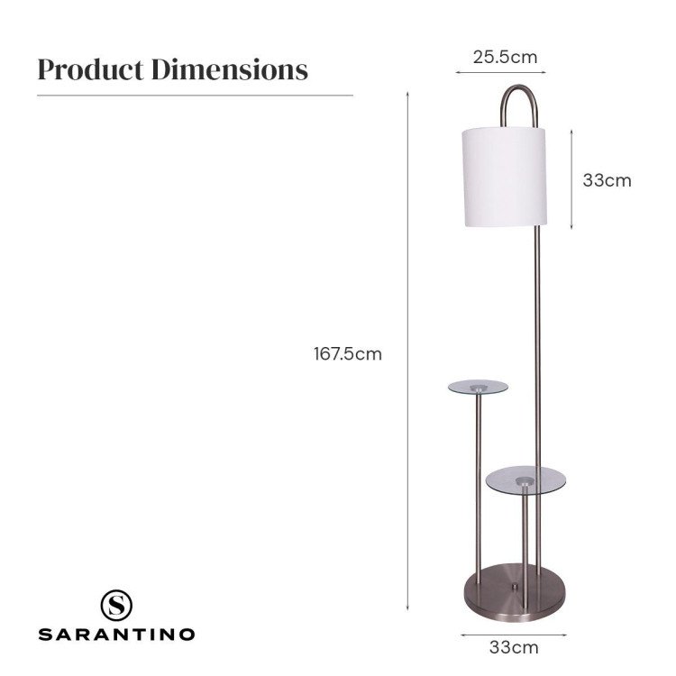 SARANTINO METAL FLOOR LAMP WITH GLASS SHELVES Sarantino
