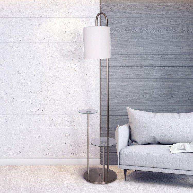 SARANTINO METAL FLOOR LAMP WITH GLASS SHELVES Sarantino