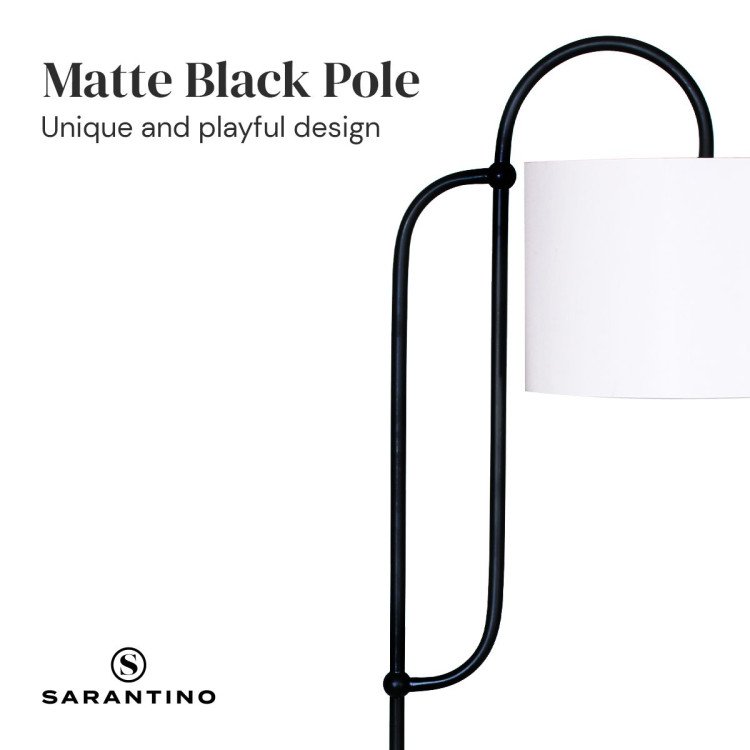 SARANTINO METAL FLOOR LAMP WITH MARBLE BASE & OFF-WHITE SHADE Sarantino