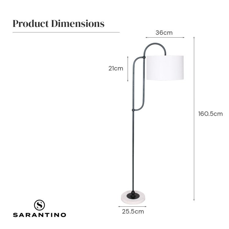 SARANTINO METAL FLOOR LAMP WITH MARBLE BASE & OFF-WHITE SHADE Sarantino