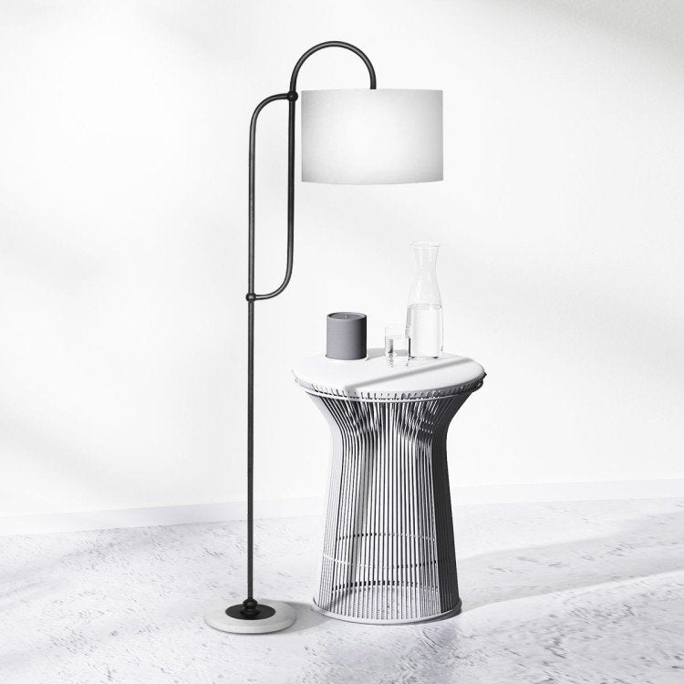 SARANTINO METAL FLOOR LAMP WITH MARBLE BASE & OFF-WHITE SHADE Sarantino