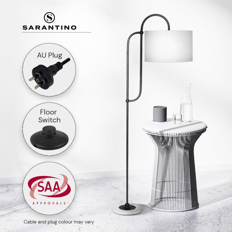 SARANTINO METAL FLOOR LAMP WITH MARBLE BASE & OFF-WHITE SHADE Sarantino