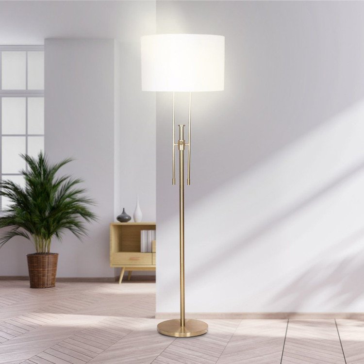 SARANTINO BRUSHED GOLD HEIGHT-ADJUSTABLE METAL FLOOR LAMP Sarantino
