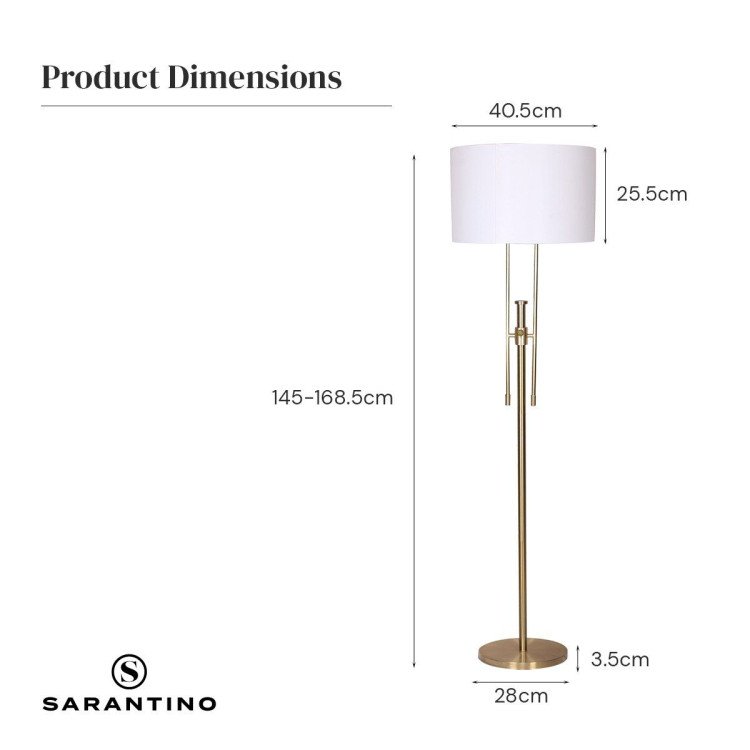 SARANTINO BRUSHED GOLD HEIGHT-ADJUSTABLE METAL FLOOR LAMP Sarantino