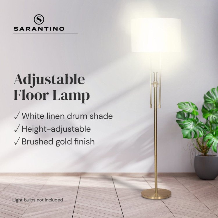 SARANTINO BRUSHED GOLD HEIGHT-ADJUSTABLE METAL FLOOR LAMP Sarantino