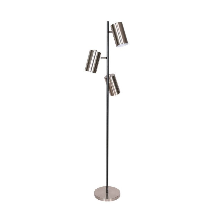 SARANTINO 3-SHADE METAL FLOOR LAMP NICKEL & MATTE BLACK FINISH Sarantino