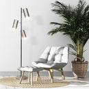 SARANTINO 3-SHADE METAL FLOOR LAMP NICKEL & MATTE BLACK FINISH Sarantino