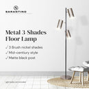 SARANTINO 3-SHADE METAL FLOOR LAMP NICKEL & MATTE BLACK FINISH Sarantino