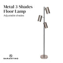 SARANTINO 3-SHADE METAL FLOOR LAMP NICKEL & MATTE BLACK FINISH Sarantino