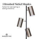 SARANTINO 3-SHADE METAL FLOOR LAMP NICKEL & MATTE BLACK FINISH Sarantino