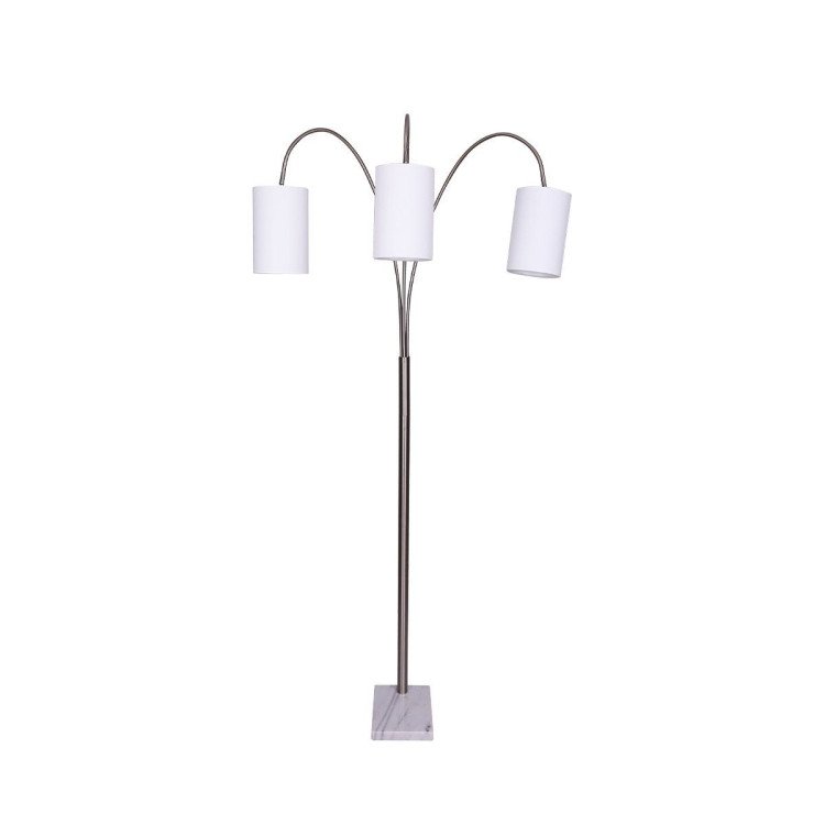 SARANTINO 3-LIGHT METAL ARC FLOOR LAMP - NICKEL & MARBLE FINISH Sarantino