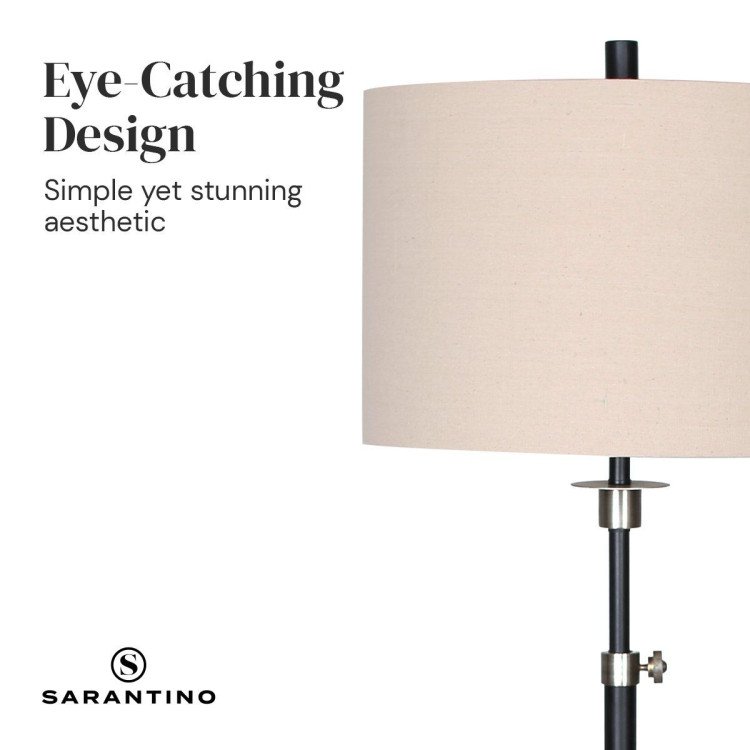 SARANTINO METAL FLOOR LAMP WITH CREAM DRUM SHADE Sarantino
