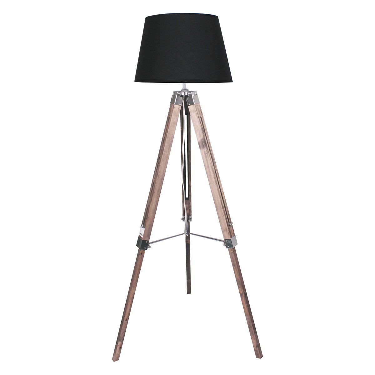 TIMBER TRIPOD FLOOR LAMP SHADE ADJUSTABLE HEIGHT LINEN TAPER FABRIC Big Bedding Australia