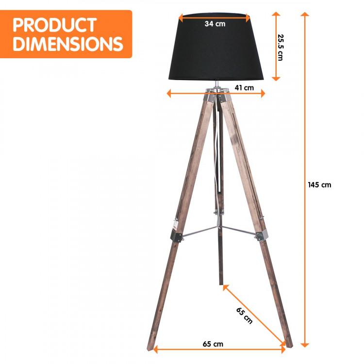 TIMBER TRIPOD FLOOR LAMP SHADE ADJUSTABLE HEIGHT LINEN TAPER FABRIC Big Bedding Australia