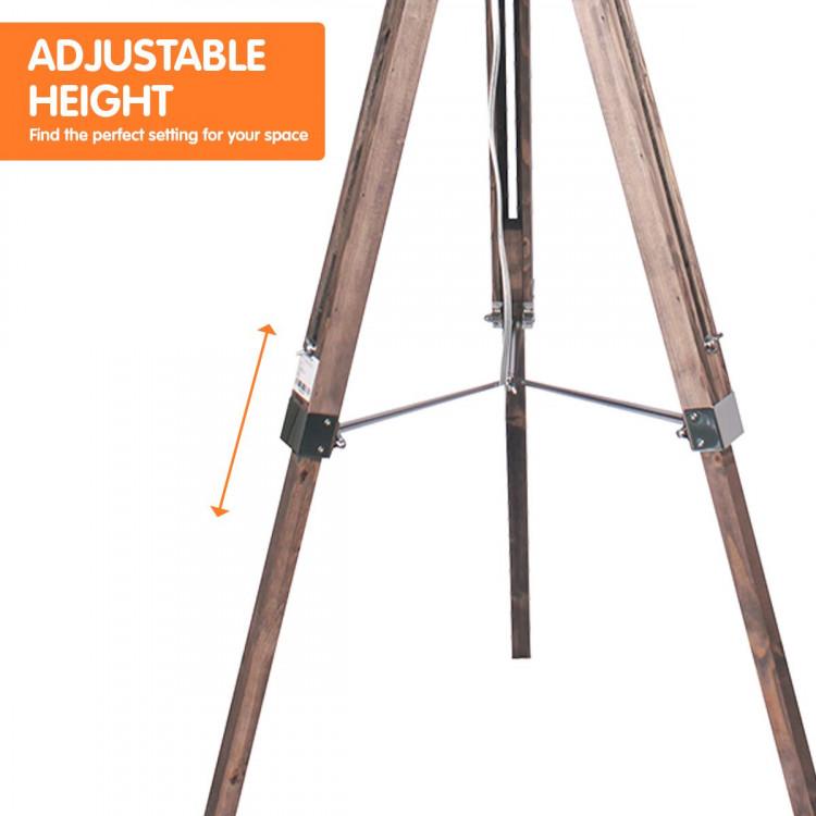 TIMBER TRIPOD FLOOR LAMP SHADE ADJUSTABLE HEIGHT LINEN TAPER FABRIC Big Bedding Australia
