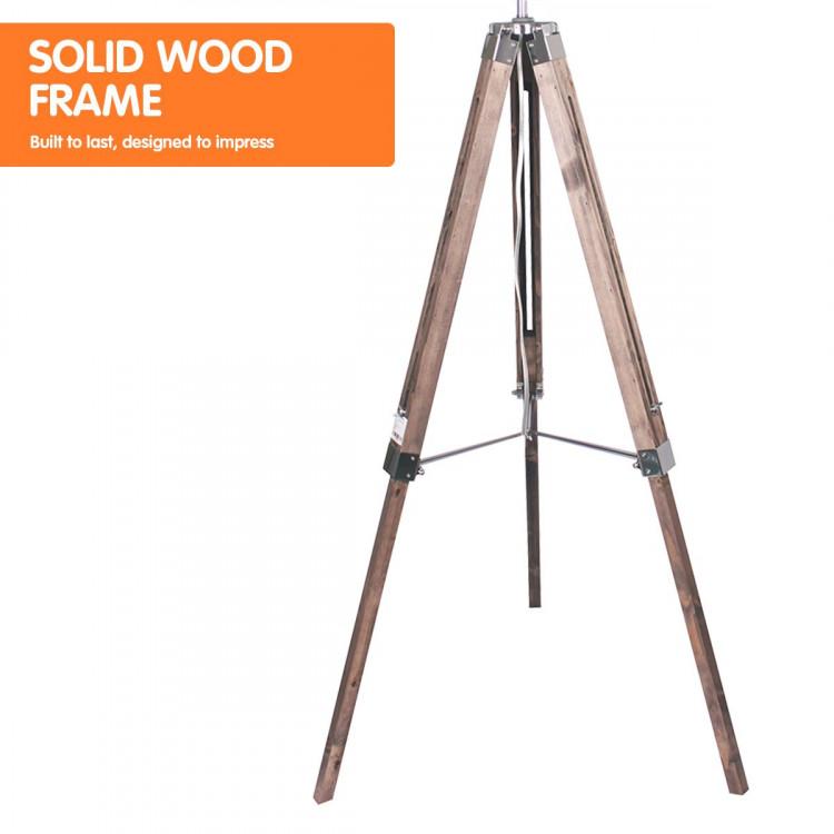 TIMBER TRIPOD FLOOR LAMP SHADE ADJUSTABLE HEIGHT LINEN TAPER FABRIC Big Bedding Australia