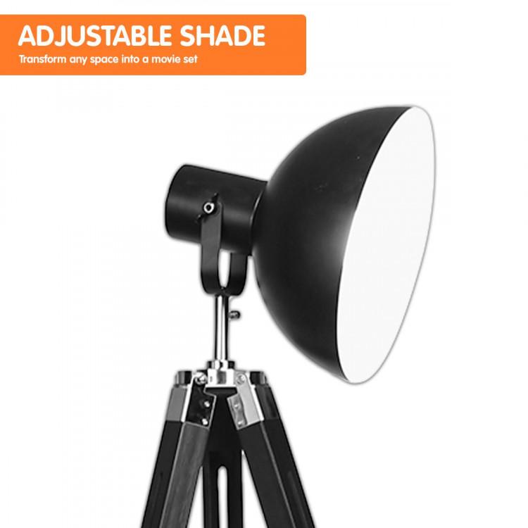 TRIPOD FLOOR SPOT LAMP READING LIGHT ADJUSTABLE HEIGHT METAL BLACK Big Bedding Australia