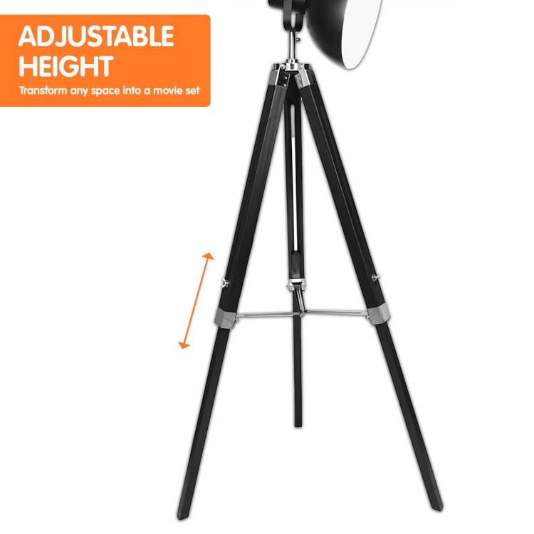 TRIPOD FLOOR SPOT LAMP READING LIGHT ADJUSTABLE HEIGHT METAL BLACK Big Bedding Australia