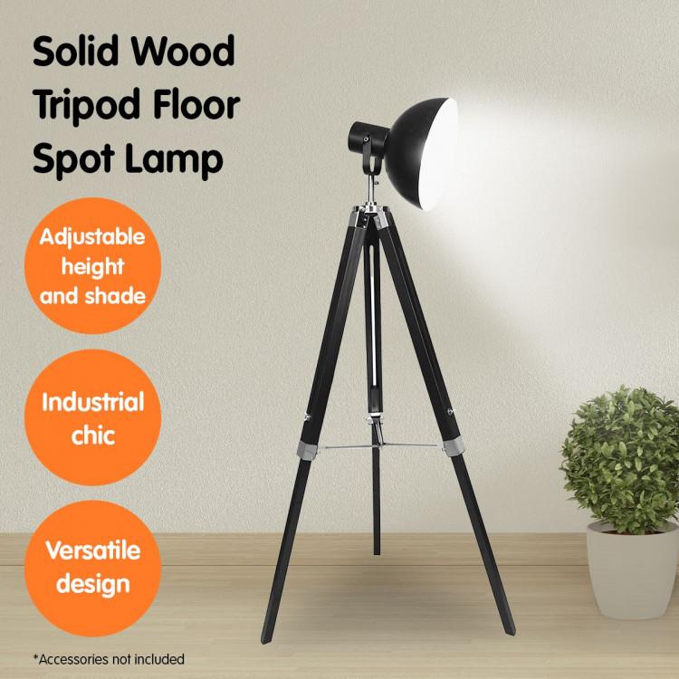 TRIPOD FLOOR SPOT LAMP READING LIGHT ADJUSTABLE HEIGHT METAL BLACK Big Bedding Australia