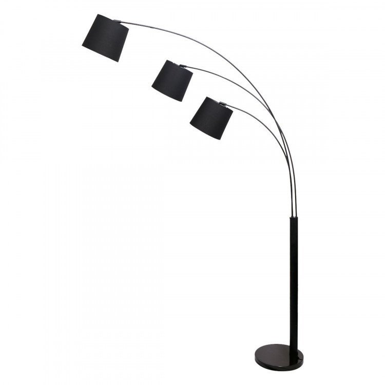SARANTINO 3-LIGHT ARC FLOOR LAMP ADJUSTABLE BLACK TAPER SHADES Sarantino