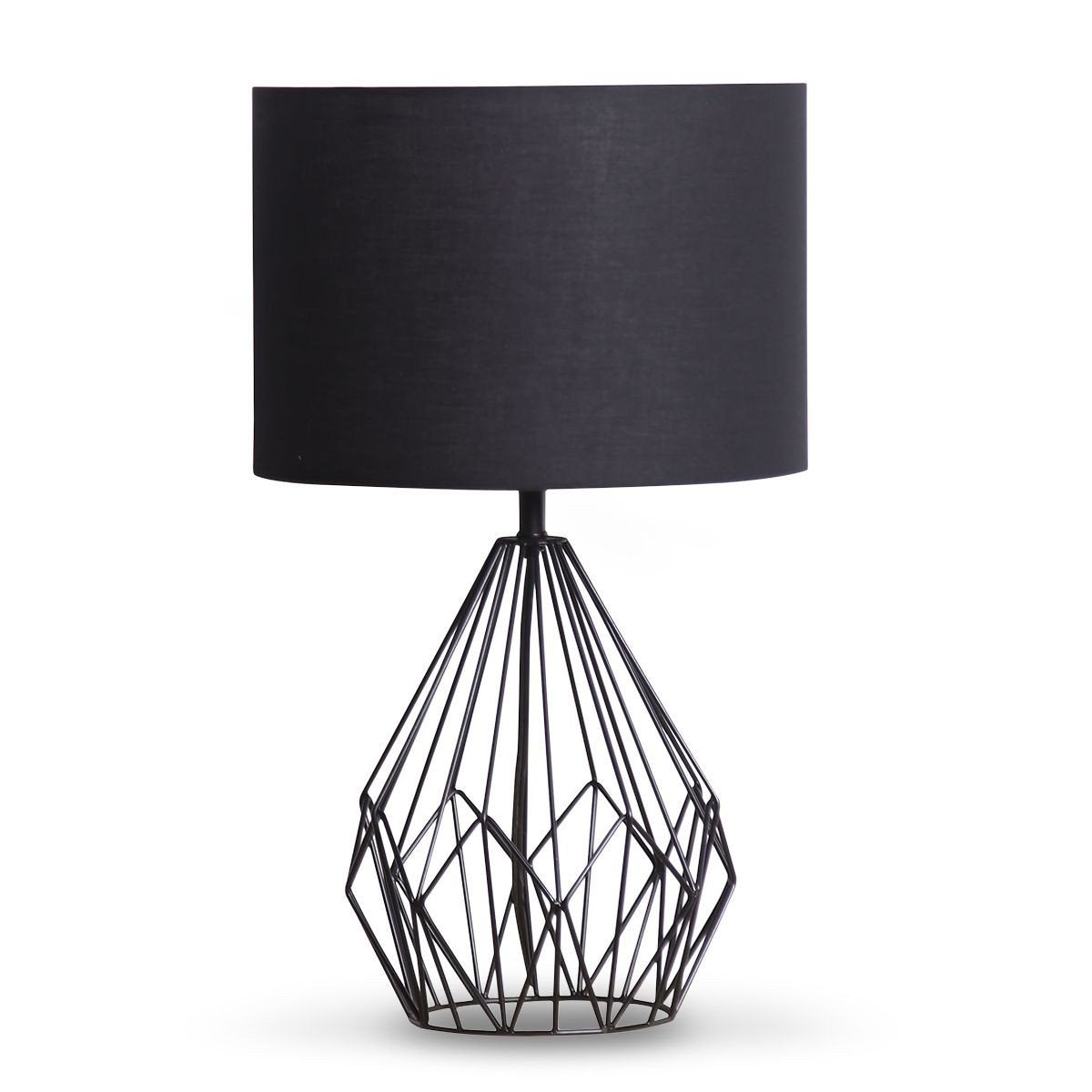 METAL WIRE TABLE LAMP IN BLACK FINISH WITH BLACK DRUM SHADE Palermo