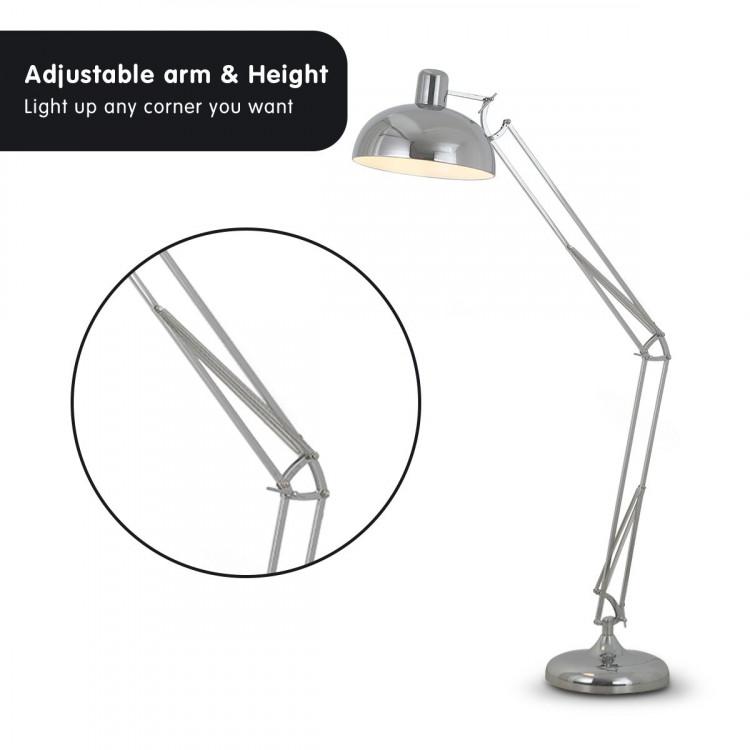 METAL ARCHITECT FLOOR LAMP SHADE ADJUSTABLE HEIGHT - CHROME Big Bedding Australia